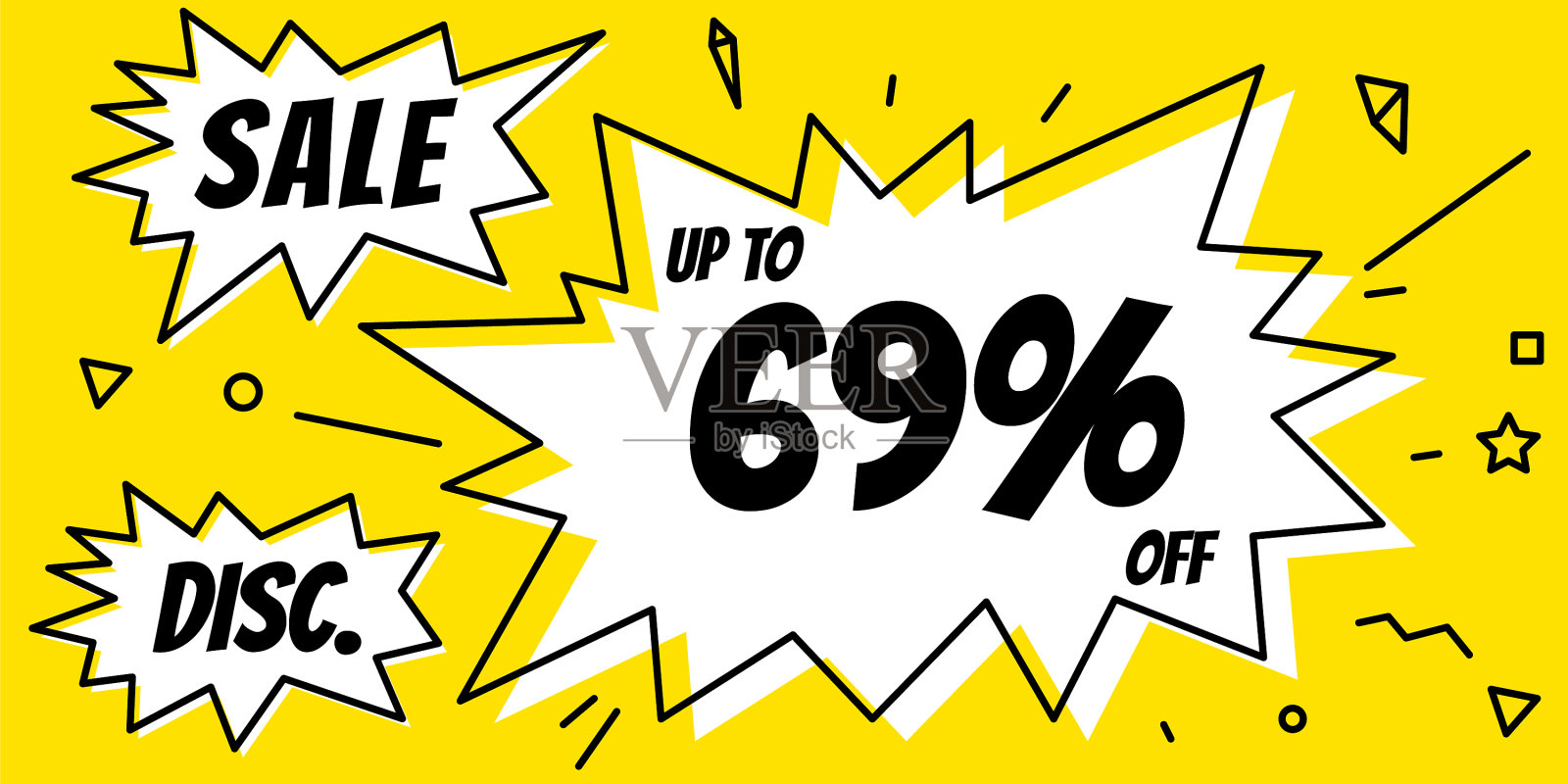 69打折泡沫线艺术聊天漫画插画图片素材