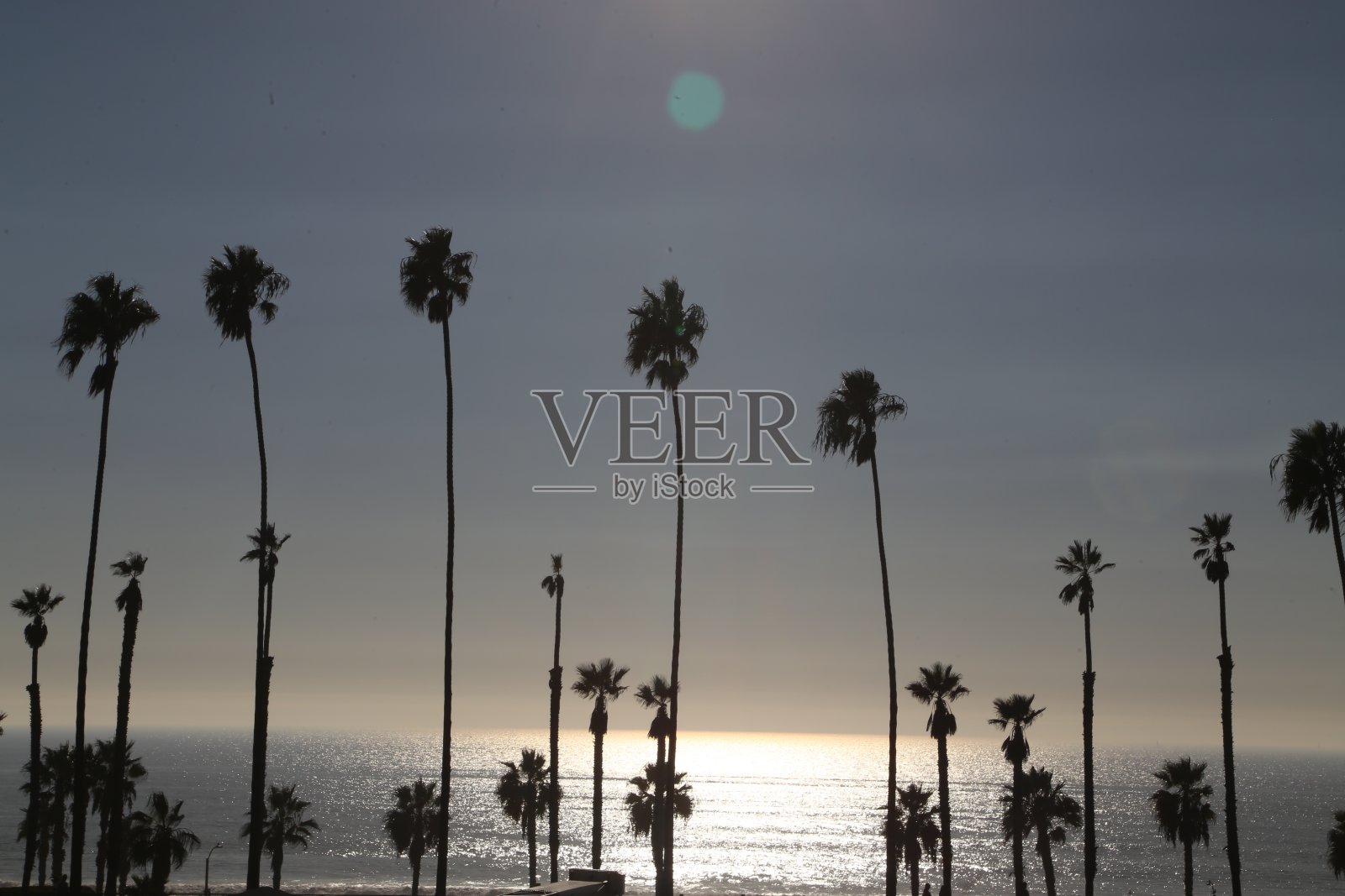 剪影棕榈树对天空在日落照片摄影图片