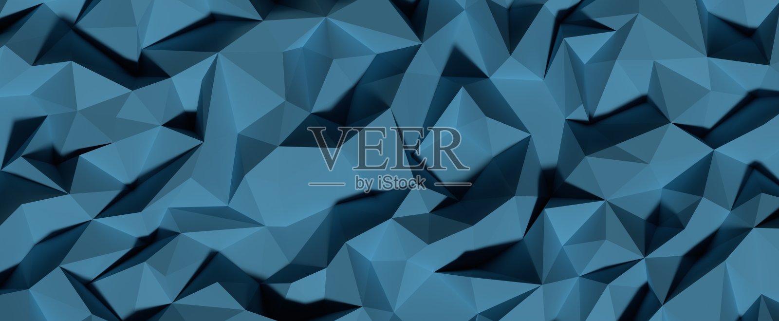 蓝色多边形马赛克与暗梯度背景照片摄影图片