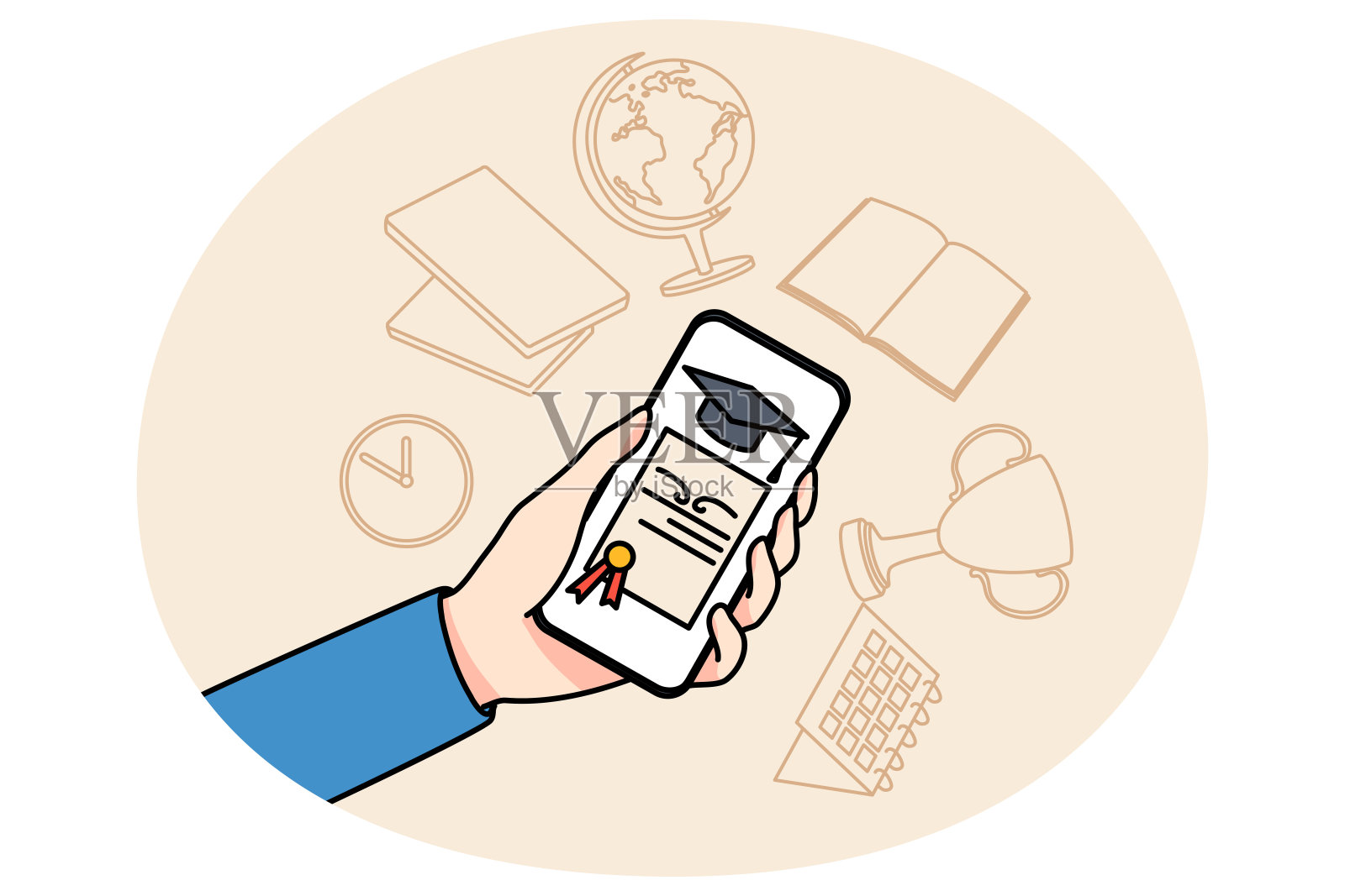 人们在网上学习获得文凭插画图片素材