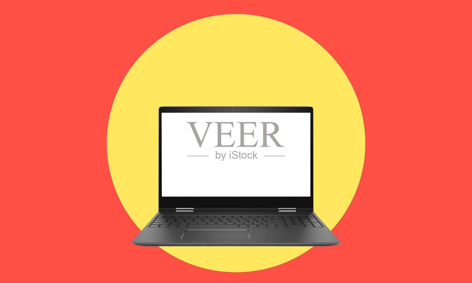 创意拼贴广告和应用程序将笔记本电脑与信使的互联网通信隔离在红色背景上。照片摄影图片