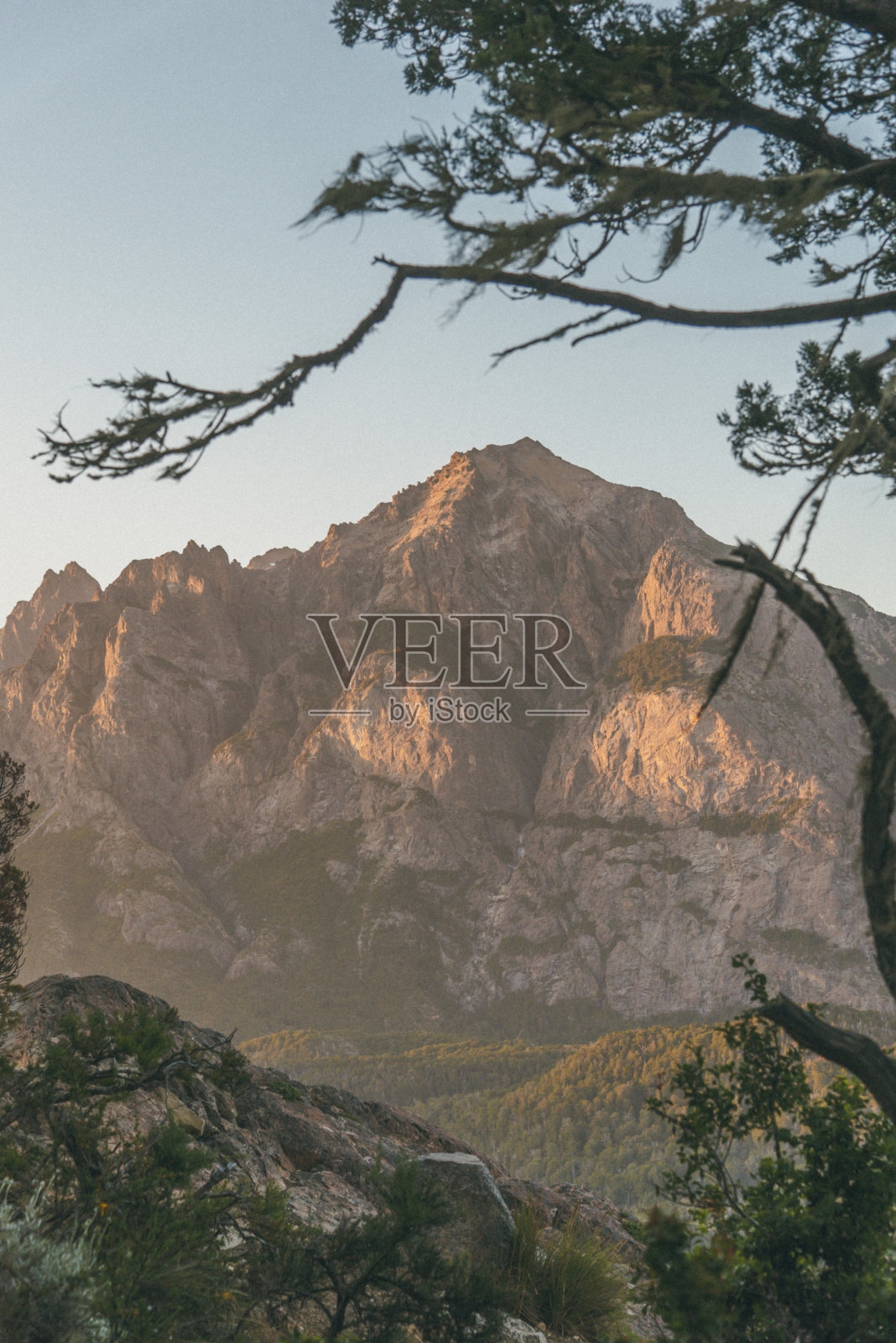 树林间的山照片摄影图片