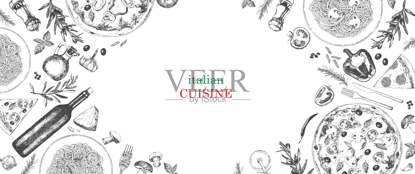 传统的意大利菜。插画图片素材