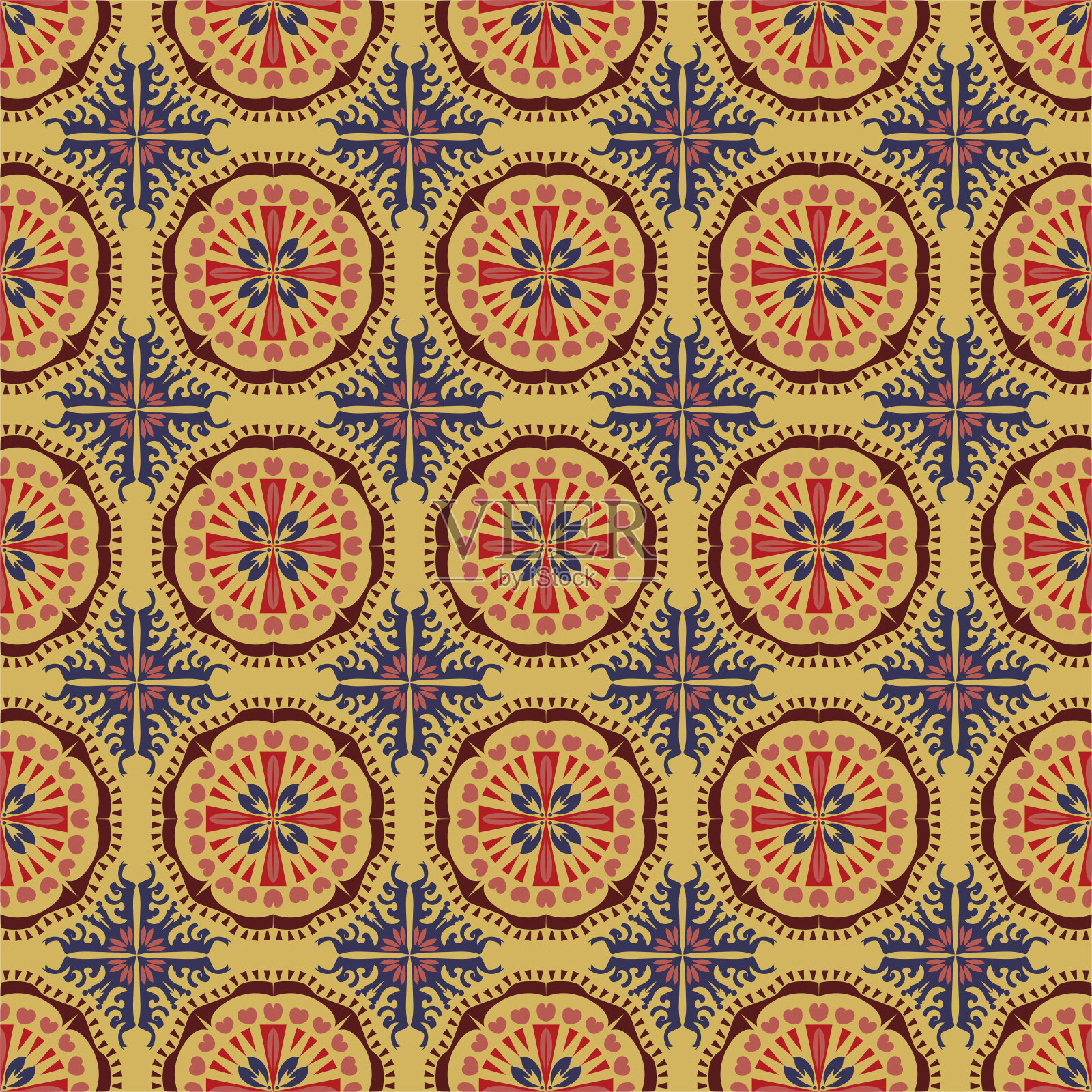 自然无缝图案花园花卉背景锦缎植物土著装饰艺术插画图片素材