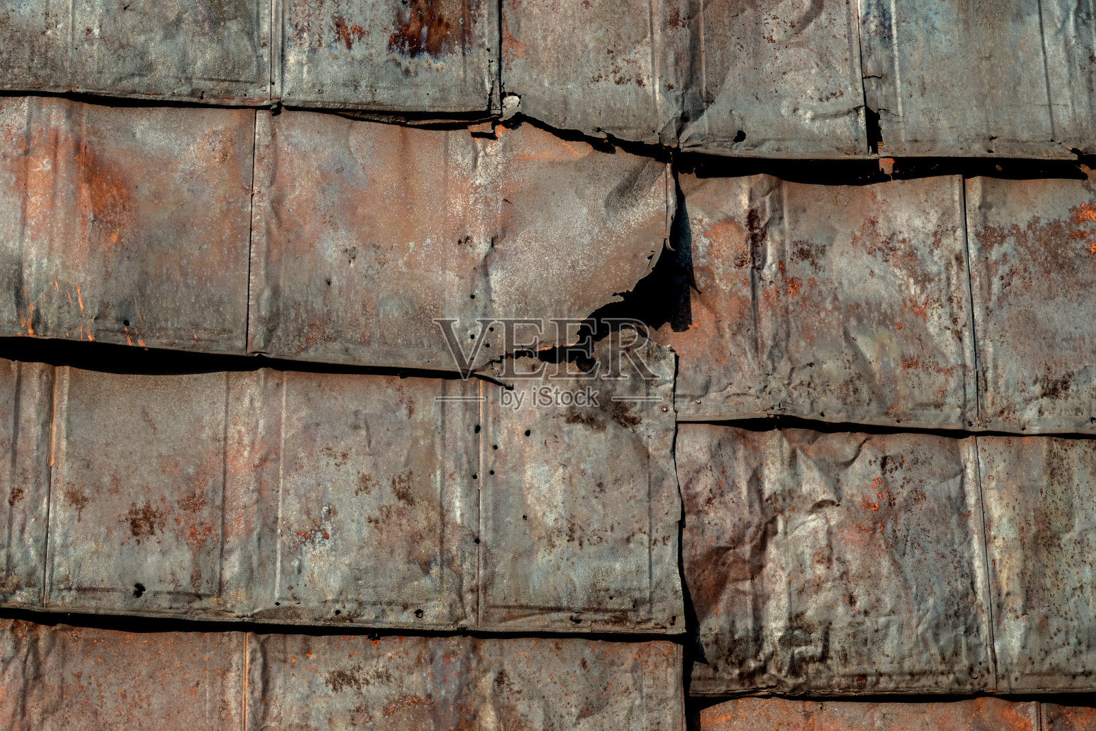 金属锈弯板护墙板纹理,背景照片摄影图片