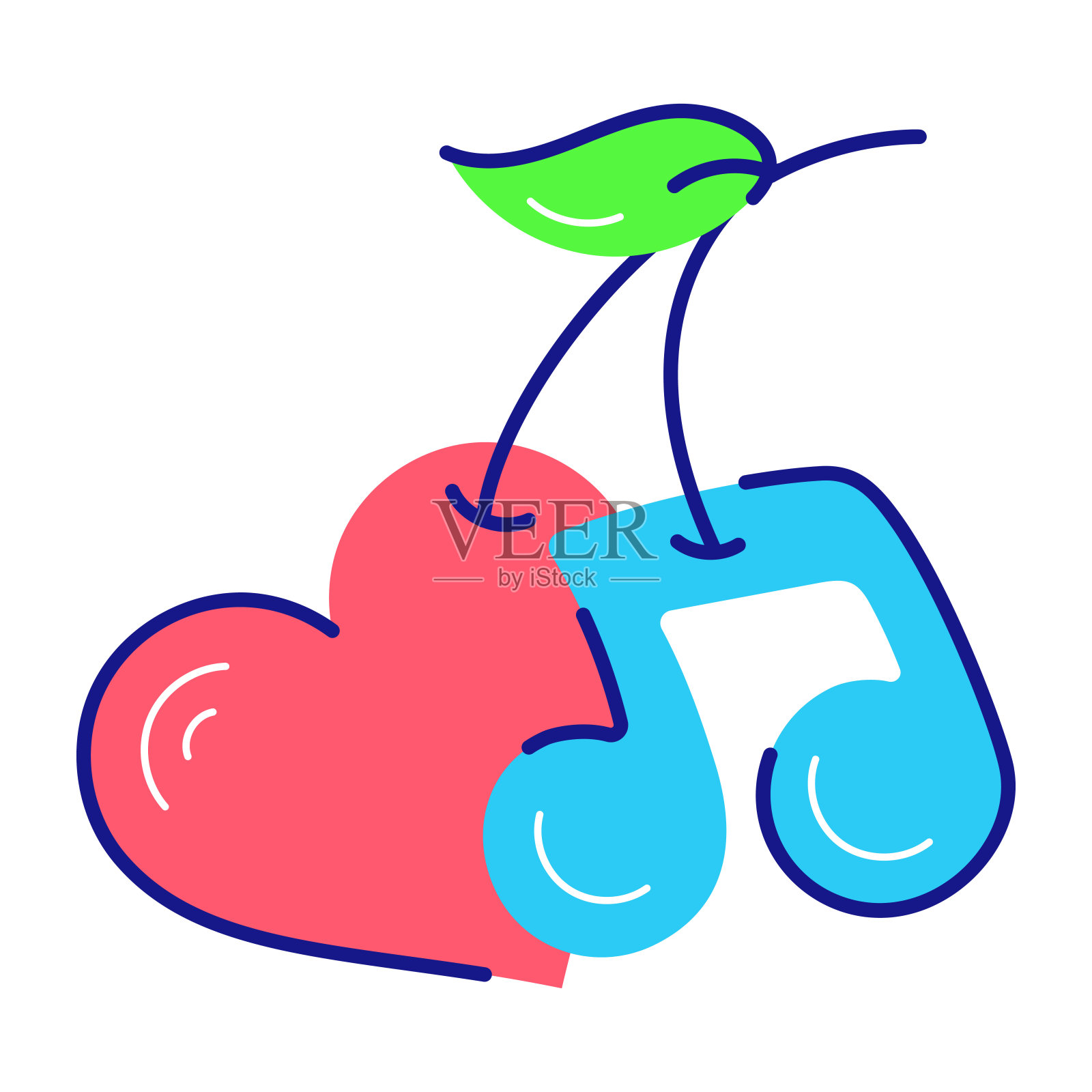 音乐樱桃插画图片素材