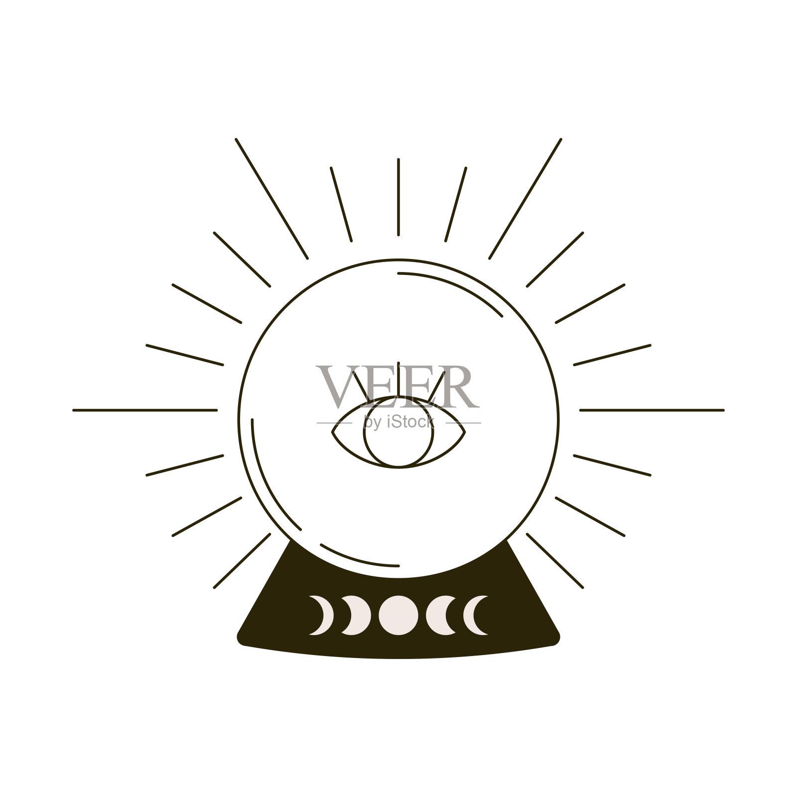 水晶球与眼睛矢量平面插图。插画图片素材