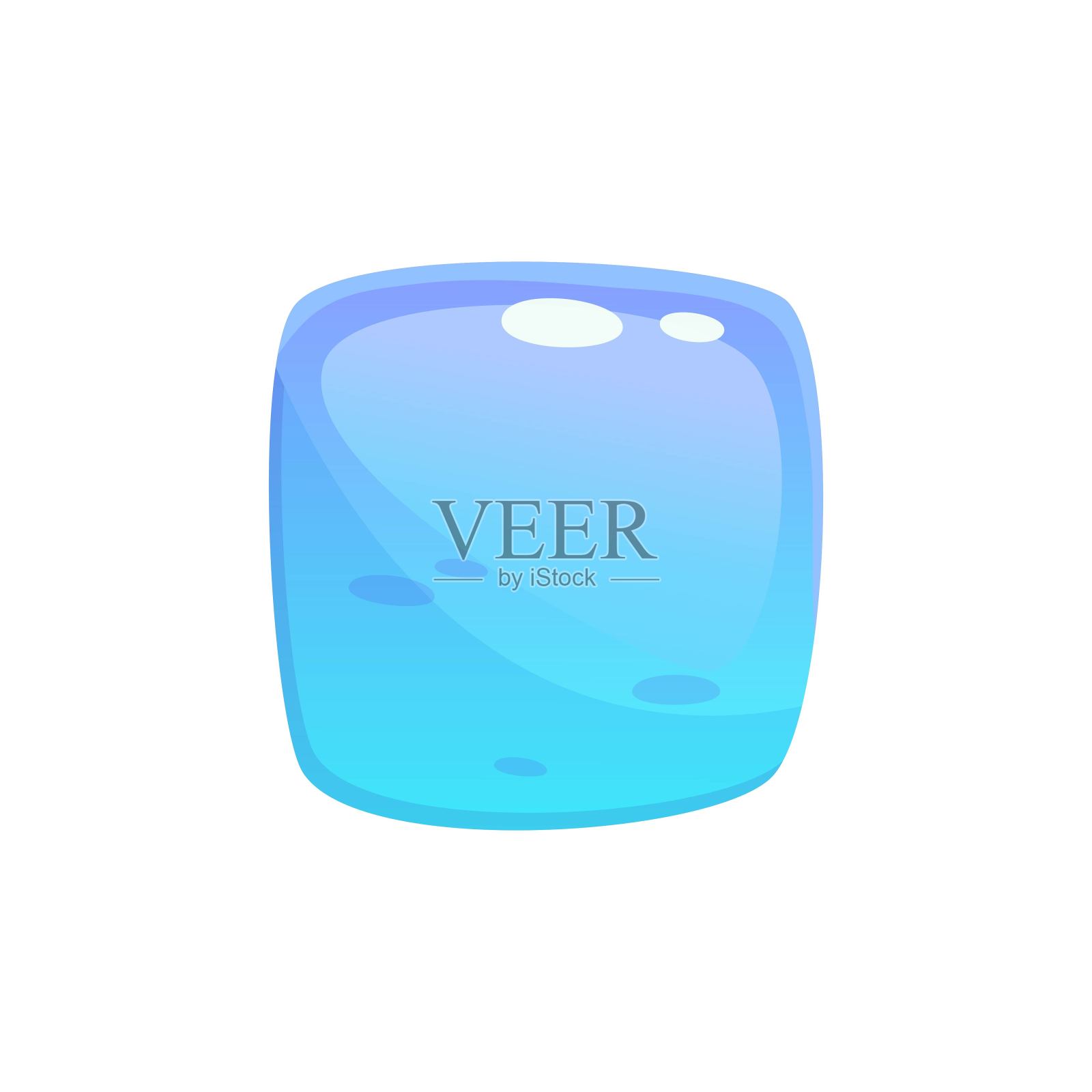 游戏水按钮UI。水蓝色按钮套件元素。矢量卡通插图。应用程序和菜单的游戏ui。插画图片素材