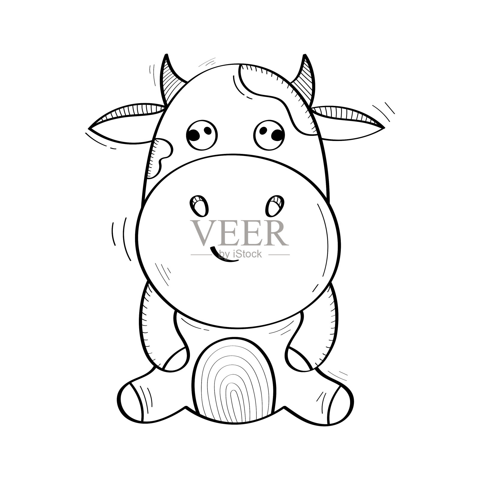 手绘牛图标矢量设计。插画图片素材