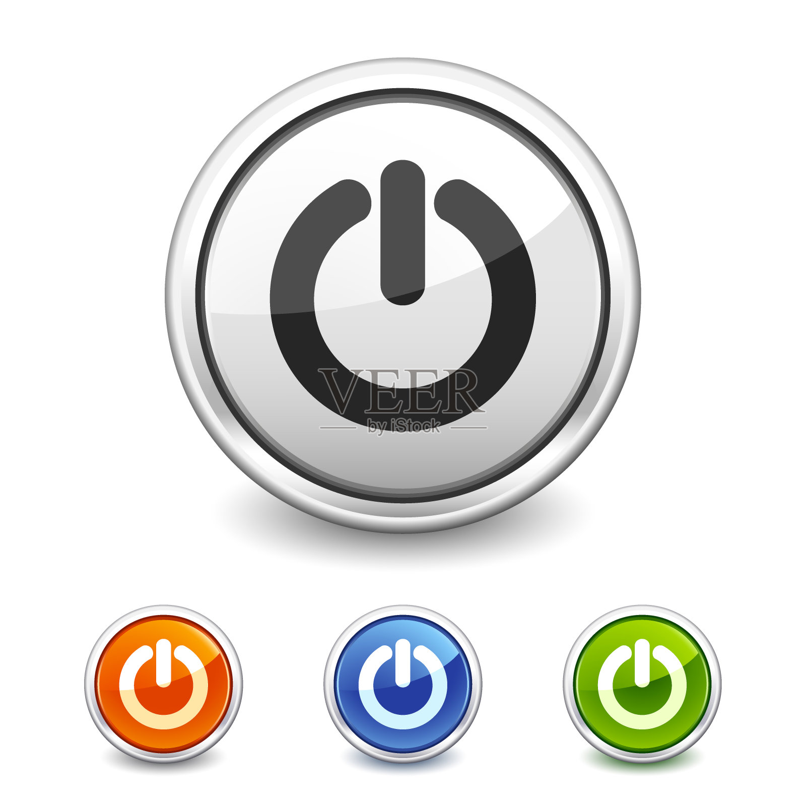 电源按钮有四种颜色插画图片素材