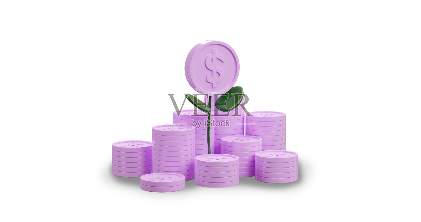 3d渲染种植一堆硬币,为金融和银行的概念和投资增长的钱,3d渲染。照片摄影图片