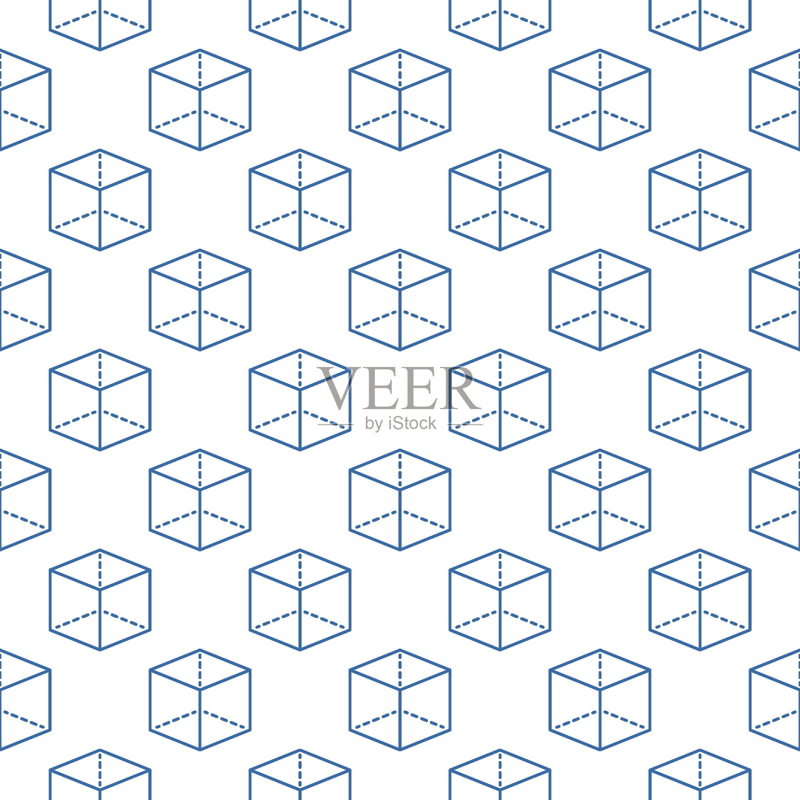 立方体矢量概念最小细线无缝图案插画图片素材