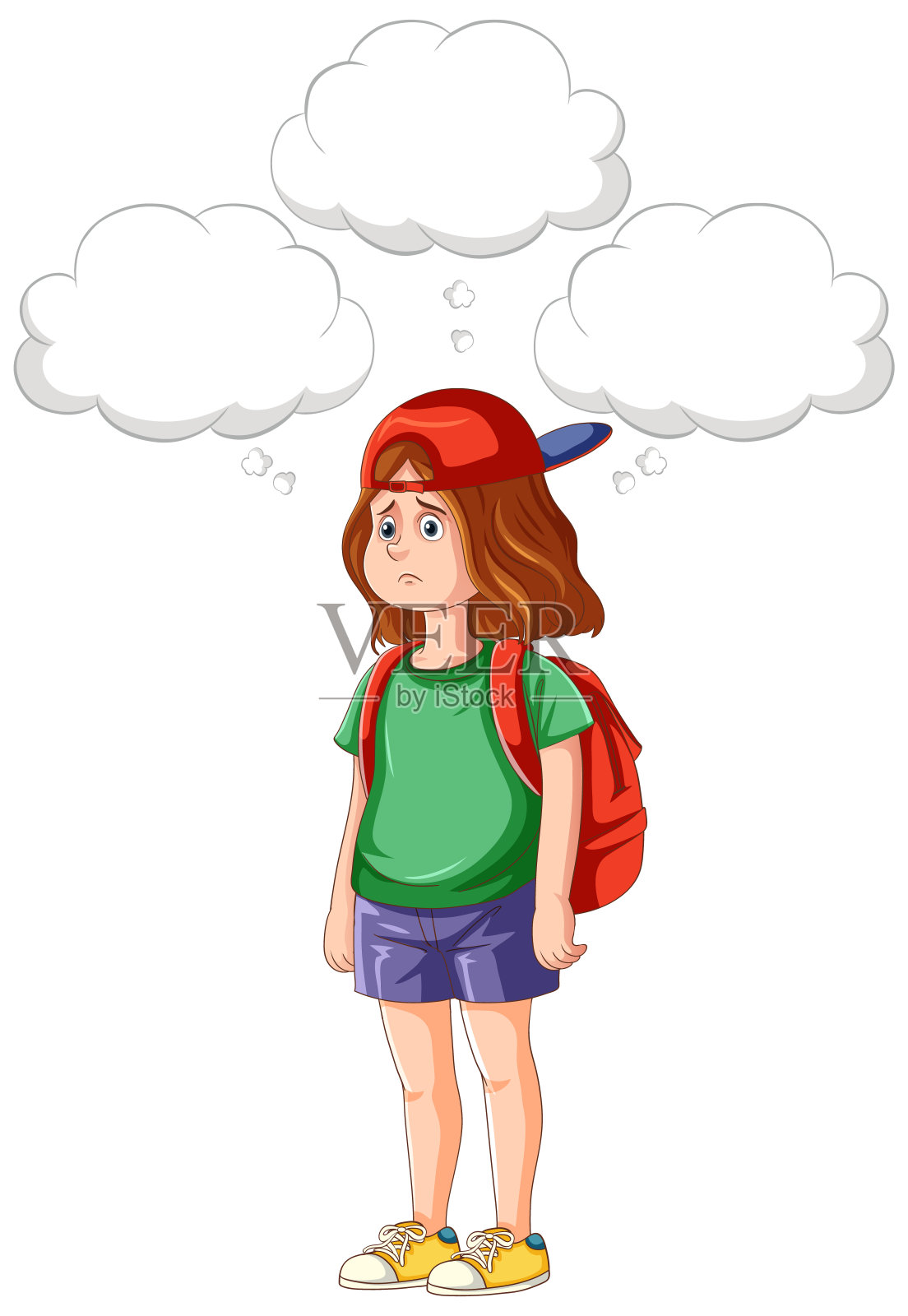 有语言泡沫的抑郁青少年插画图片素材