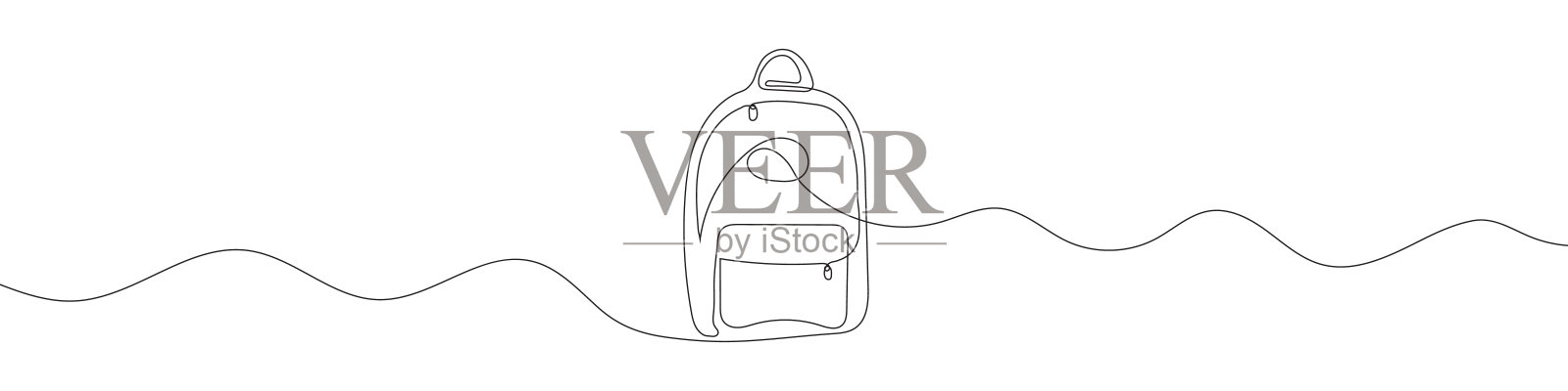 一个连续的背包线条图。背包在一个线性绘图。插画图片素材
