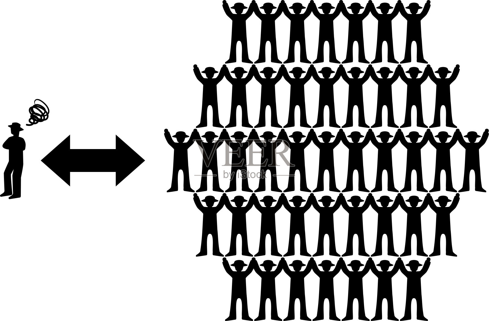 剪影人物分为多与少/插图材质(矢量插图)插画图片素材