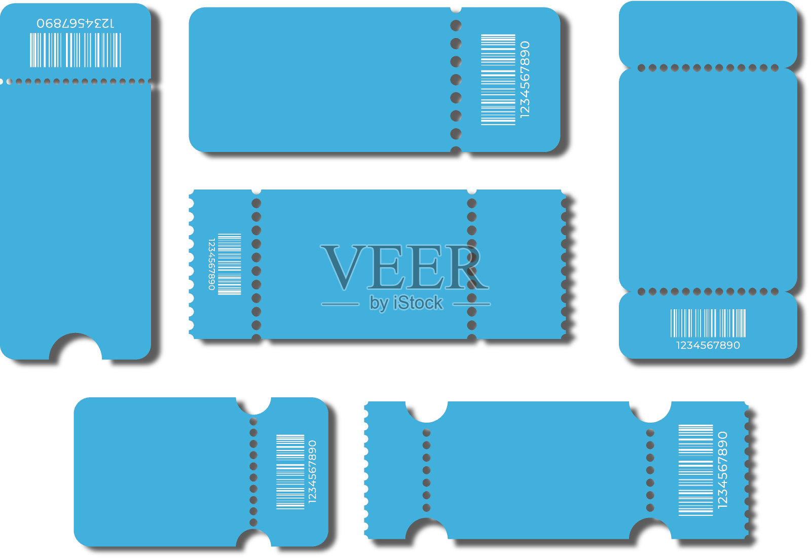 套票,蓝色的票。向量的优惠券。票模板。插画图片素材