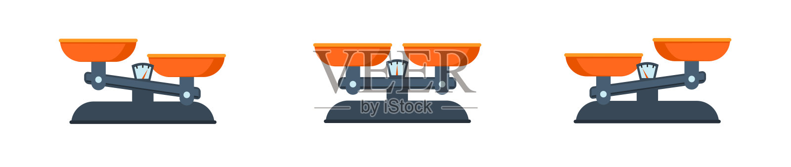 一套秤。天秤座图标。平的图标。矢量图插画图片素材