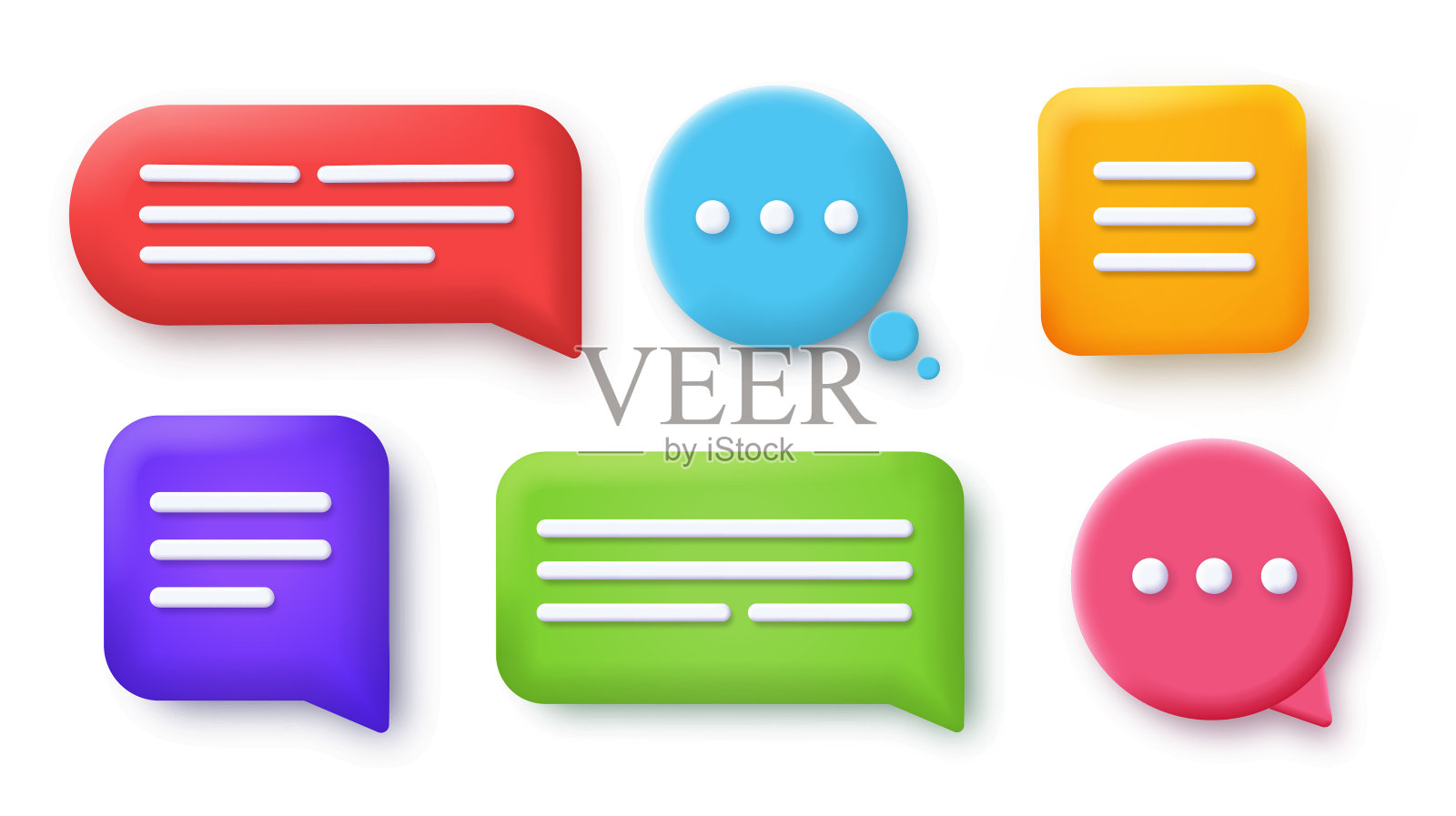 3D语音气泡设置插画图片素材