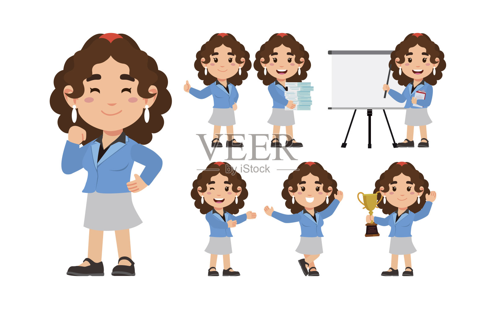 一组摆着不同姿势的人插画图片素材