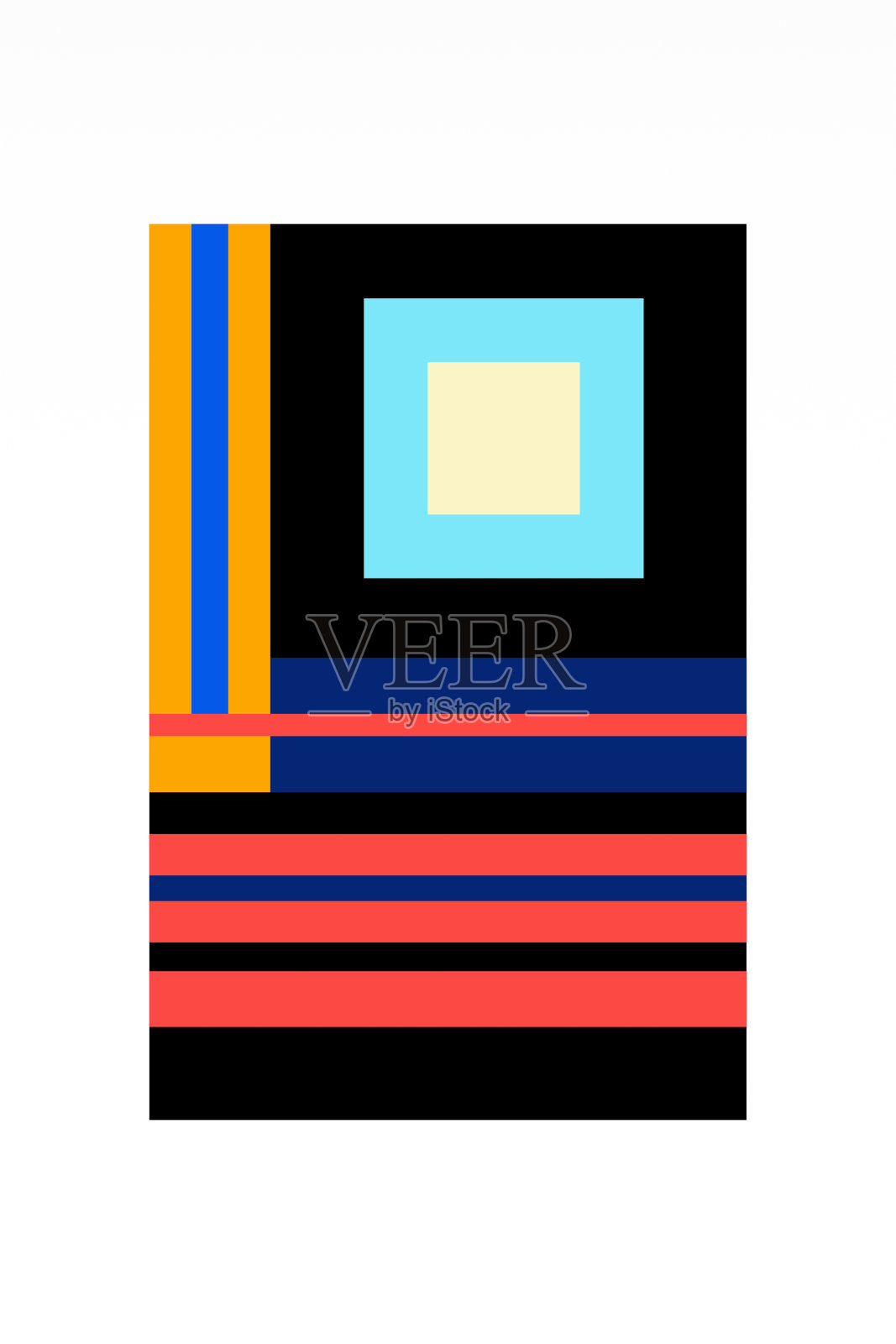 抽象几何形状的墙面艺术装饰插画图片素材