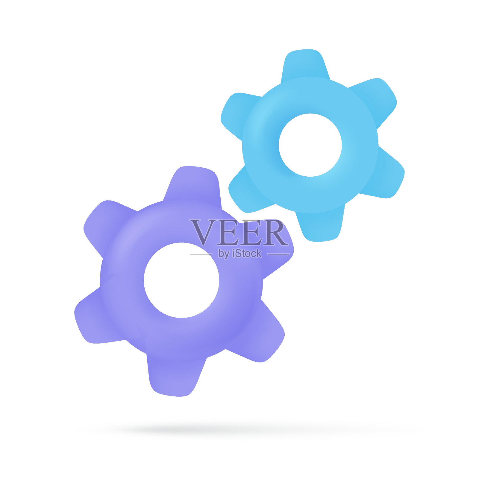 齿轮对过滤漏斗工作过程筛选的概念。3D矢量插图。插画图片素材