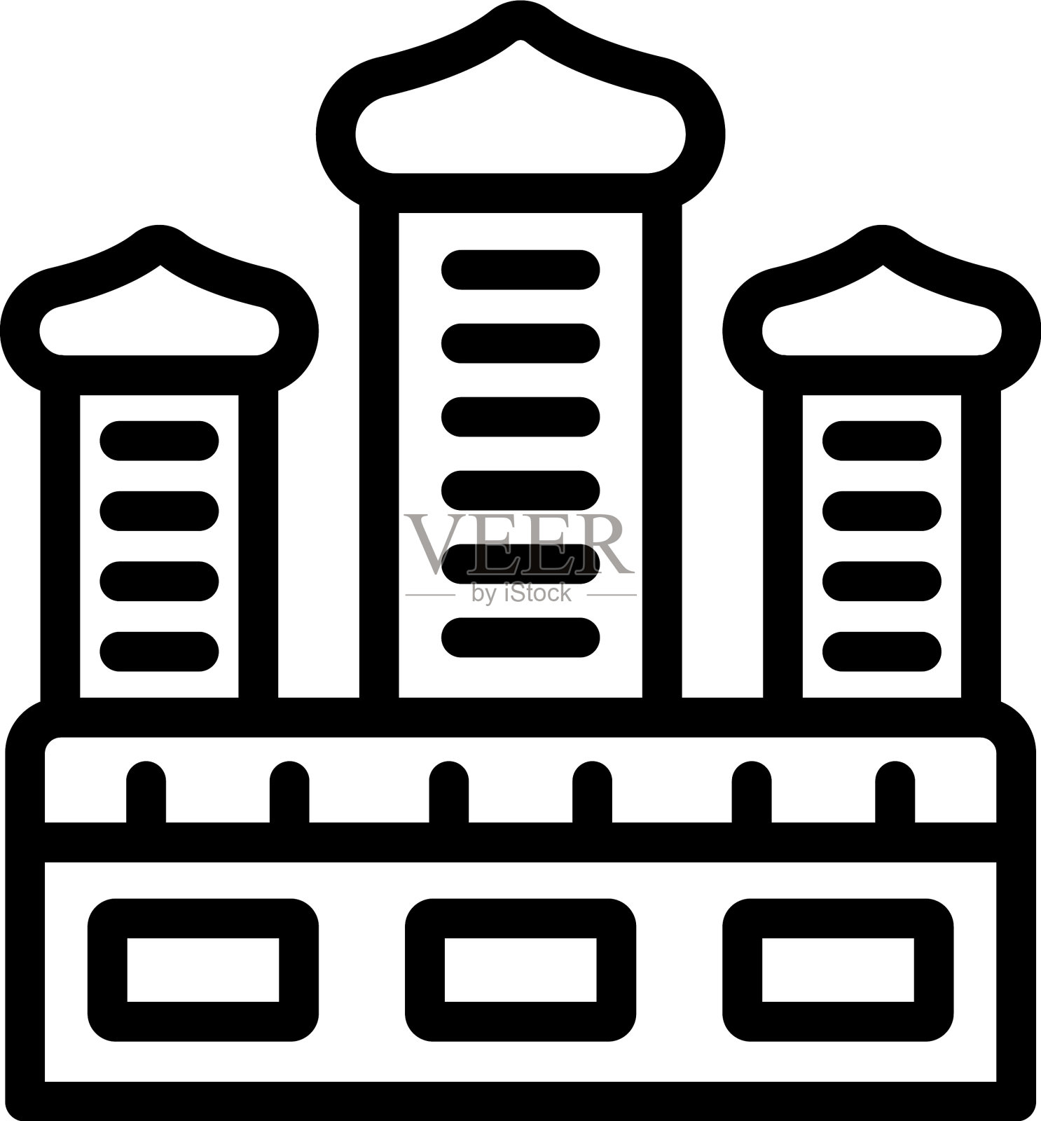 以色列建筑图标勾勒节日旗帜图标素材