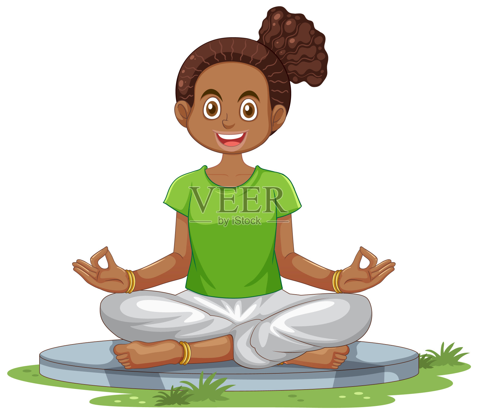 非洲女漫画练习冥想插画图片素材