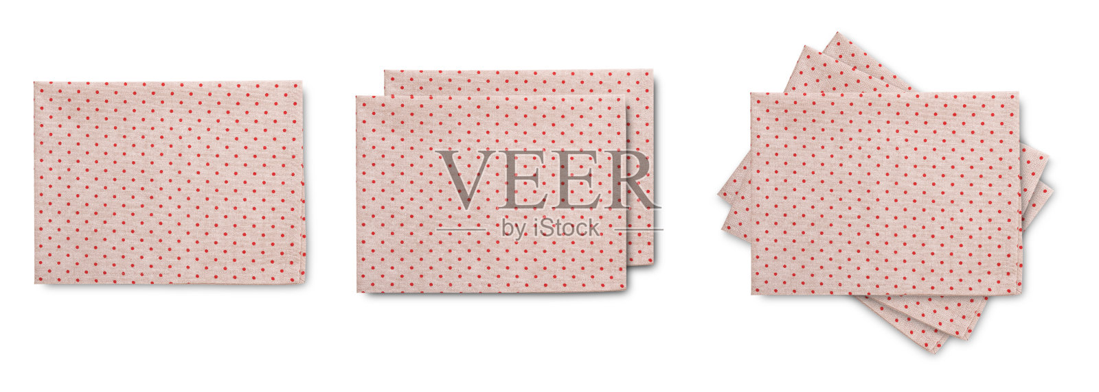 帆布餐巾隔离在白色,顶视图设置照片摄影图片