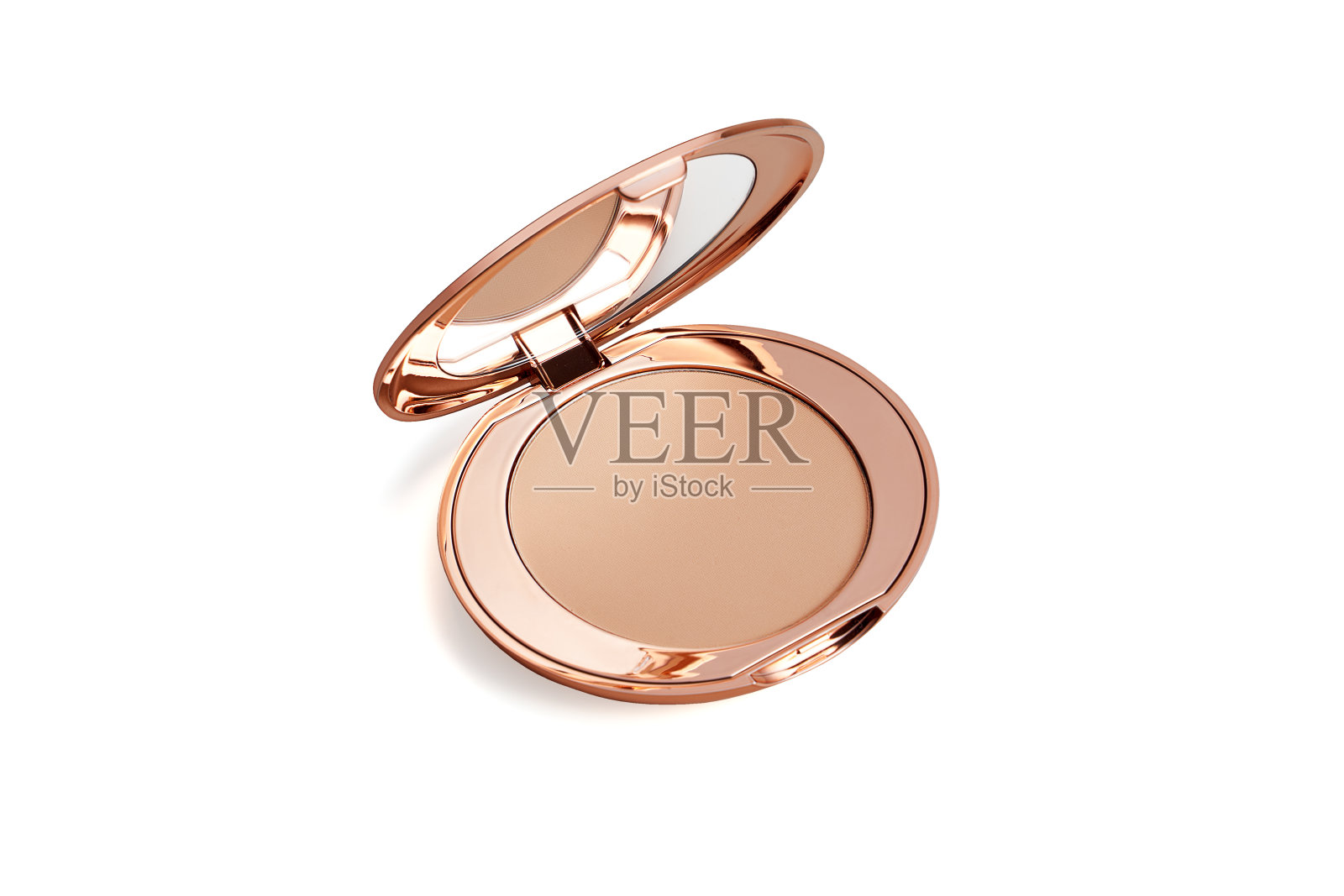 紧凑的化妆粉隔离在白色背景照片摄影图片