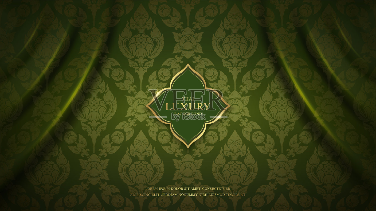 金色亚洲艺术奢华旗帜,背景图案为装饰插画图片素材