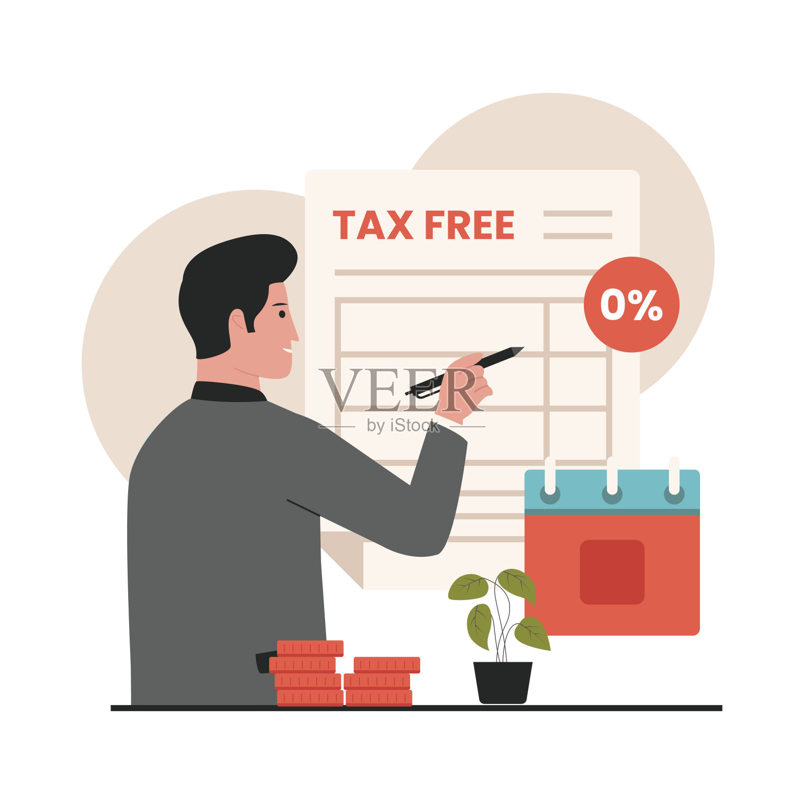 免税概念说明插画图片素材