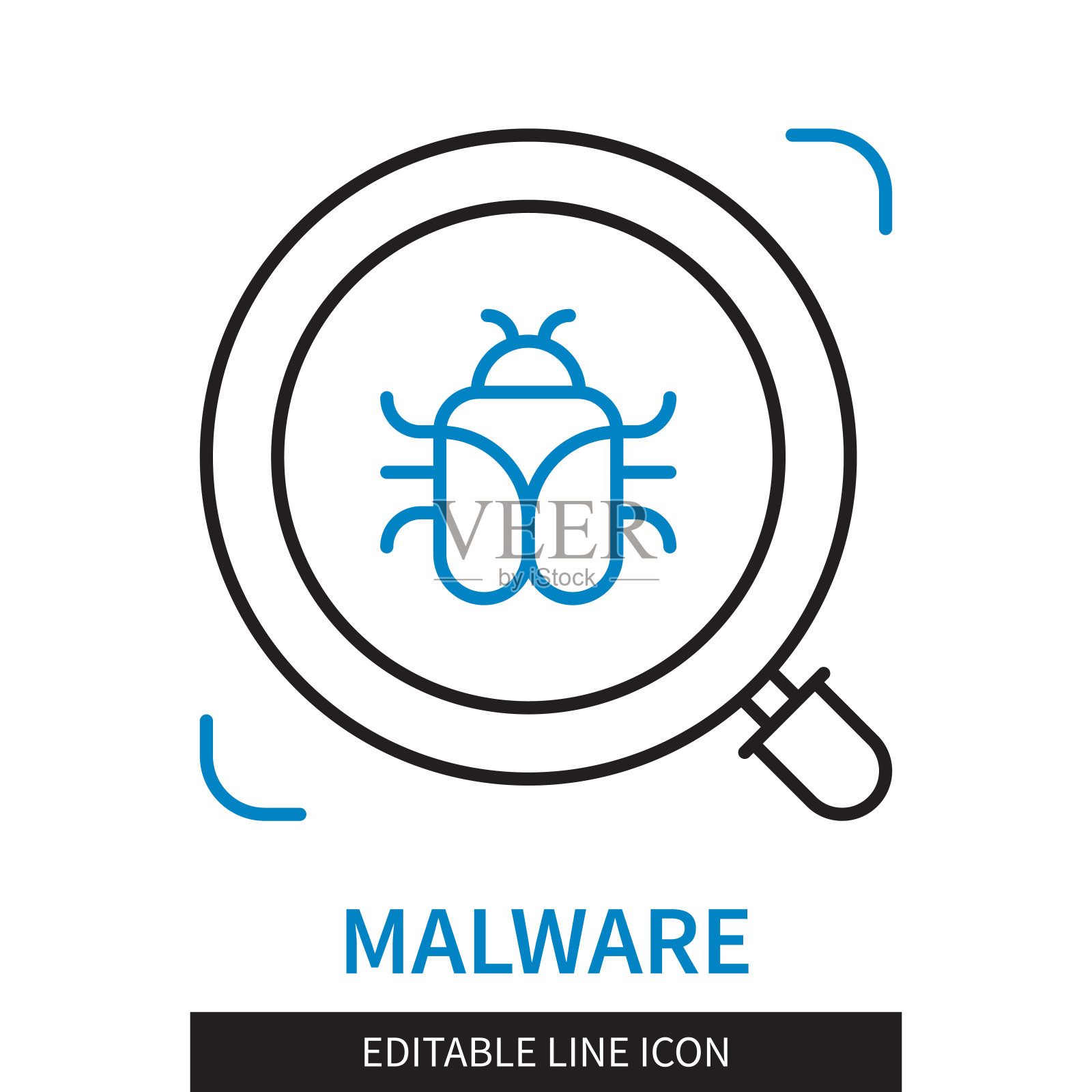 恶意软件可编辑行图标插画图片素材