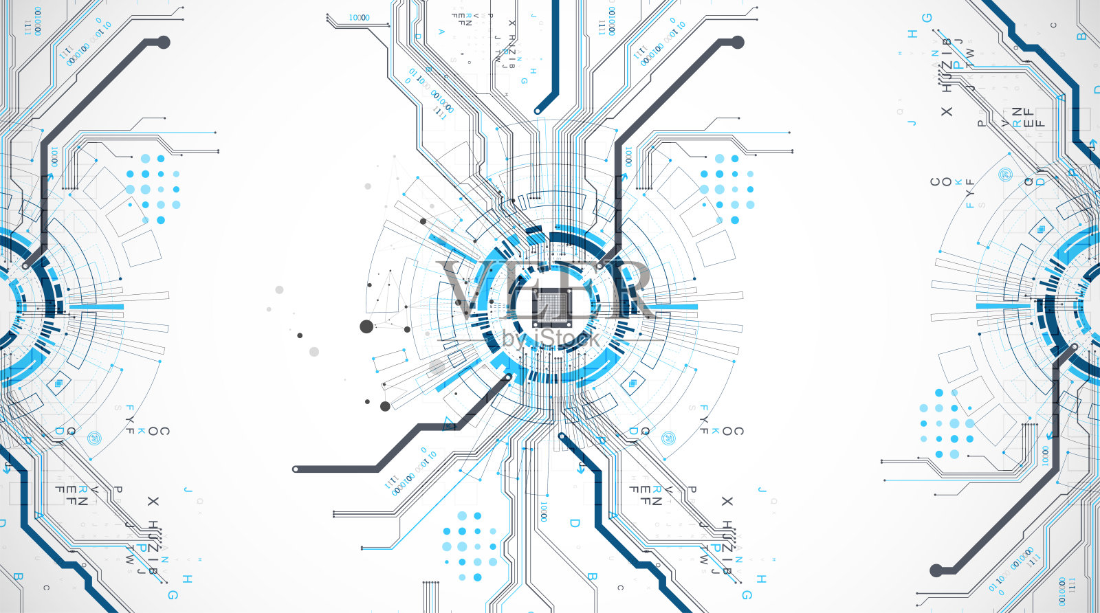 抽象背景与丛状效果。科技理念用科技元素形成圆形的形状。插画图片素材