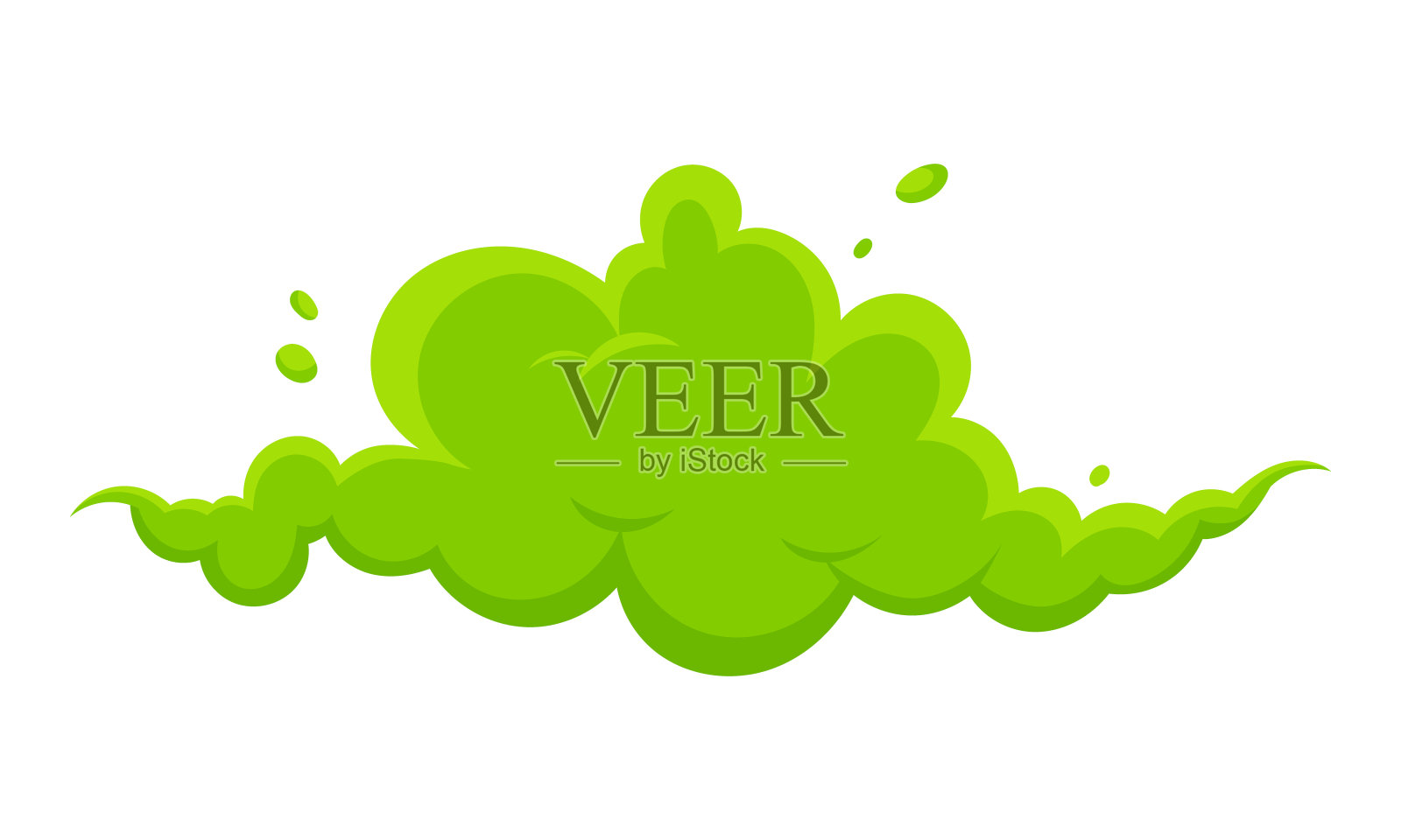 闻绿色卡通烟或放屁云平面风格设计矢量插图。插画图片素材