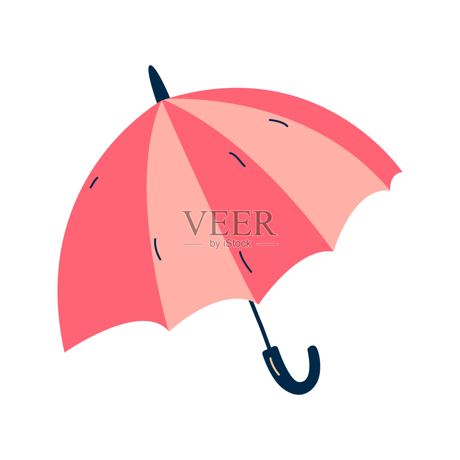 打开粉红色的伞。平的风格插画图片素材