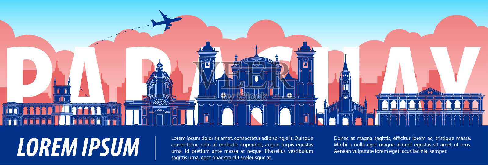 巴拉圭著名的标志性剪影风格插画图片素材