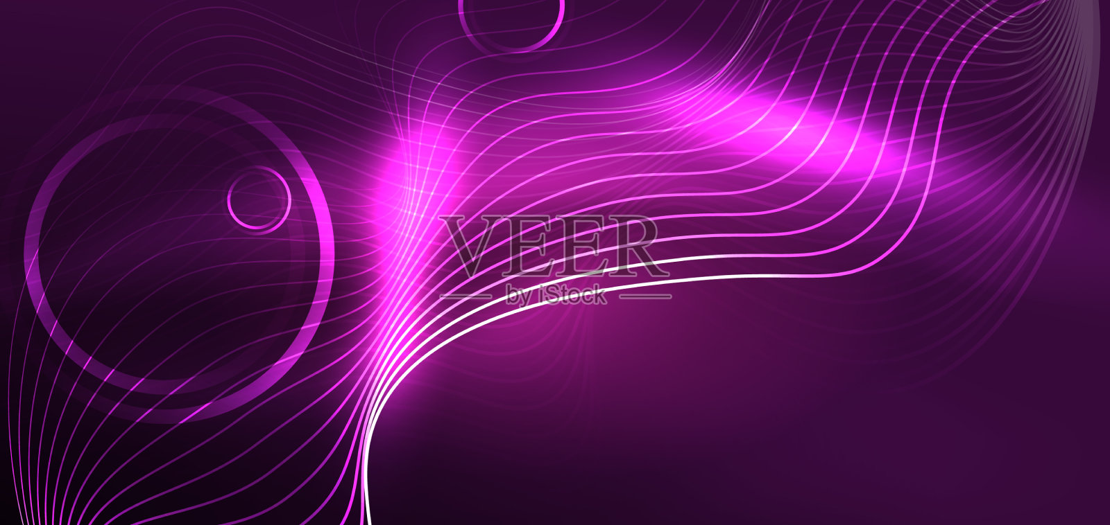 霓虹线条和波浪抽象的背景技术插画图片素材