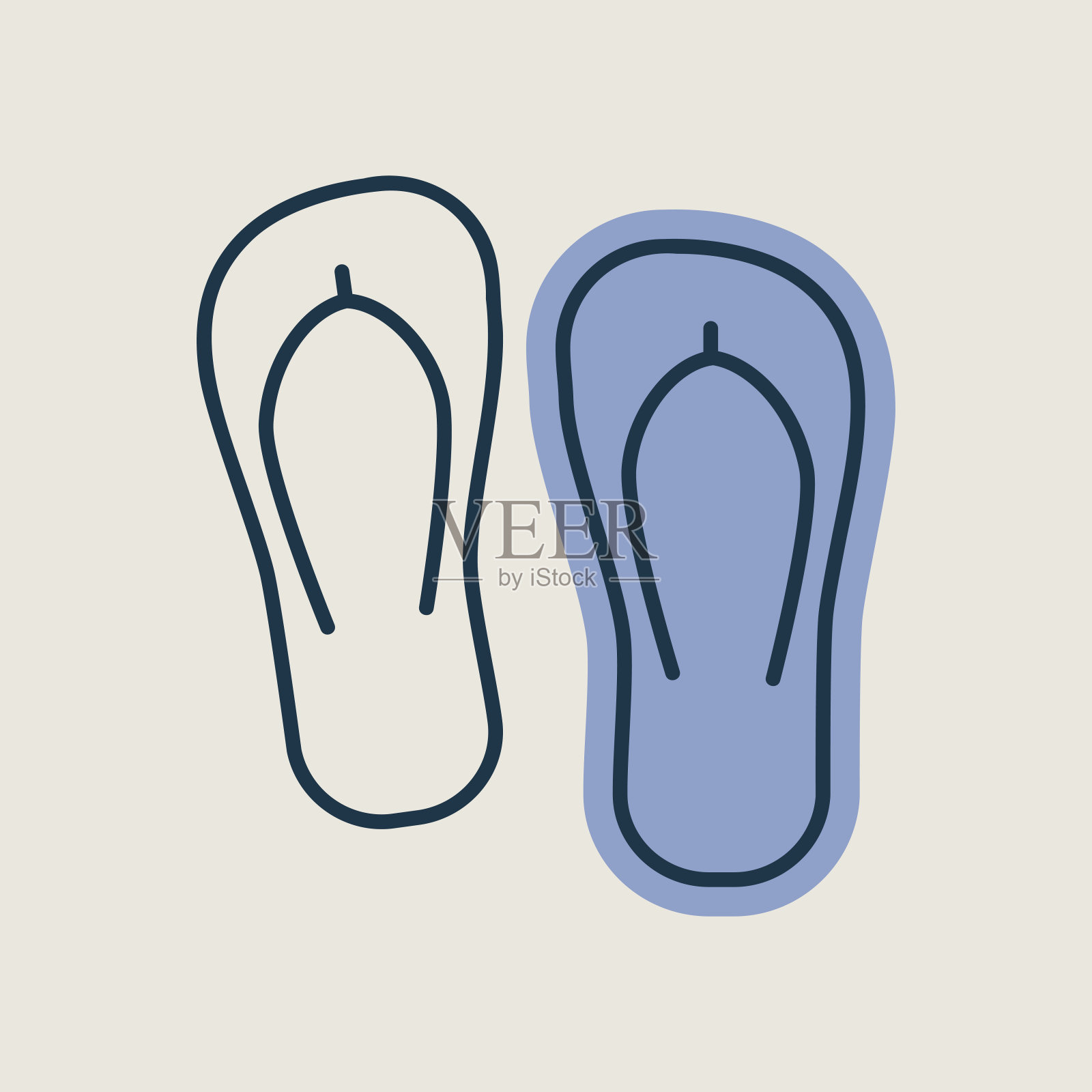 拖鞋扁平矢量图标。夏天的迹象插画图片素材