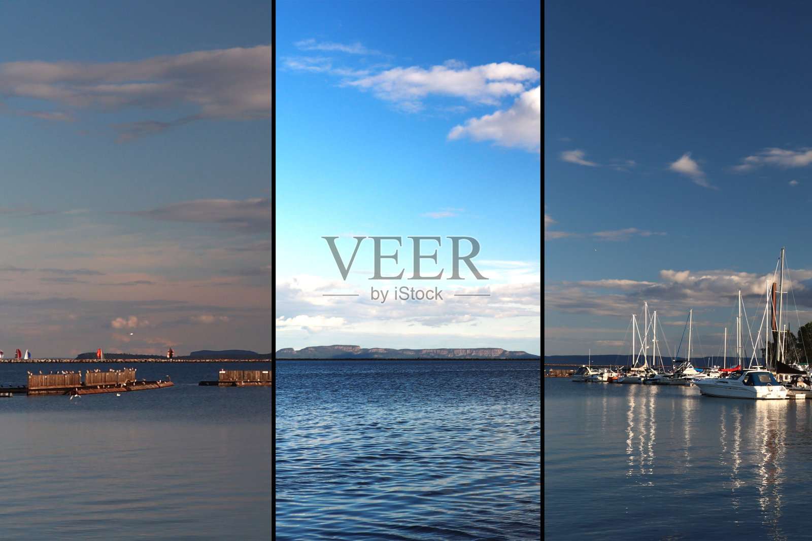 美丽的夜空迎接着加拿大桑德湾的码头观众照片摄影图片