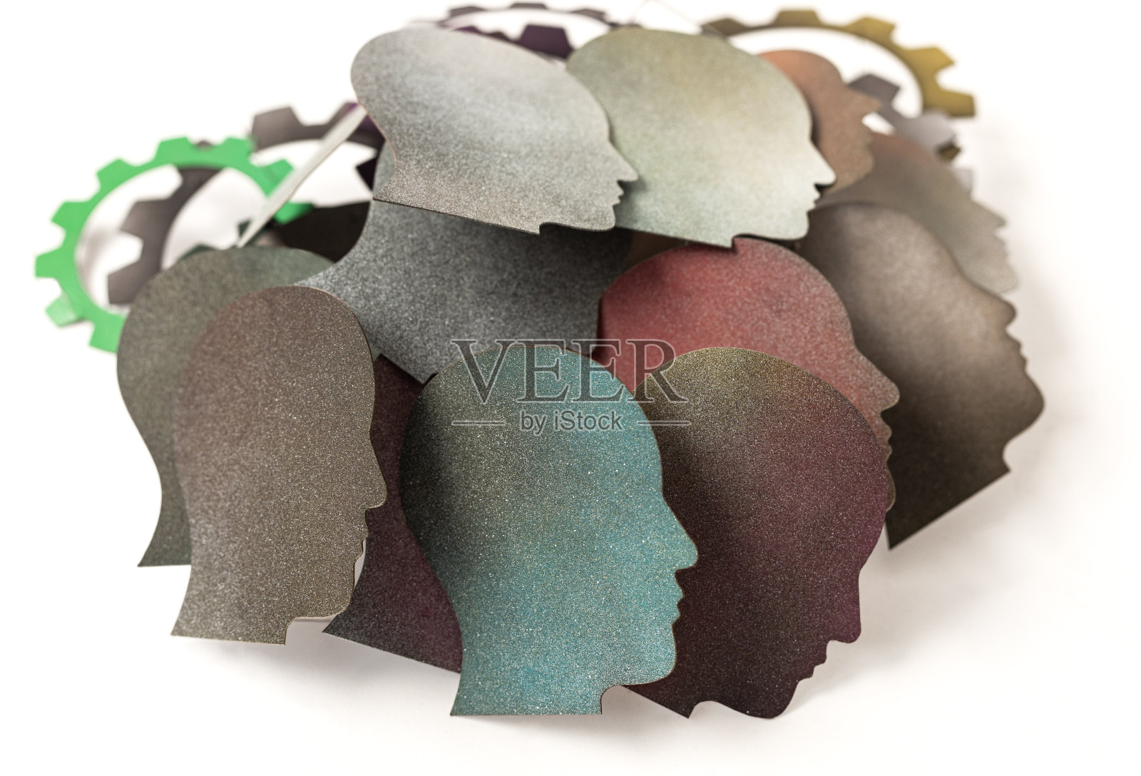 头部和齿轮照片摄影图片