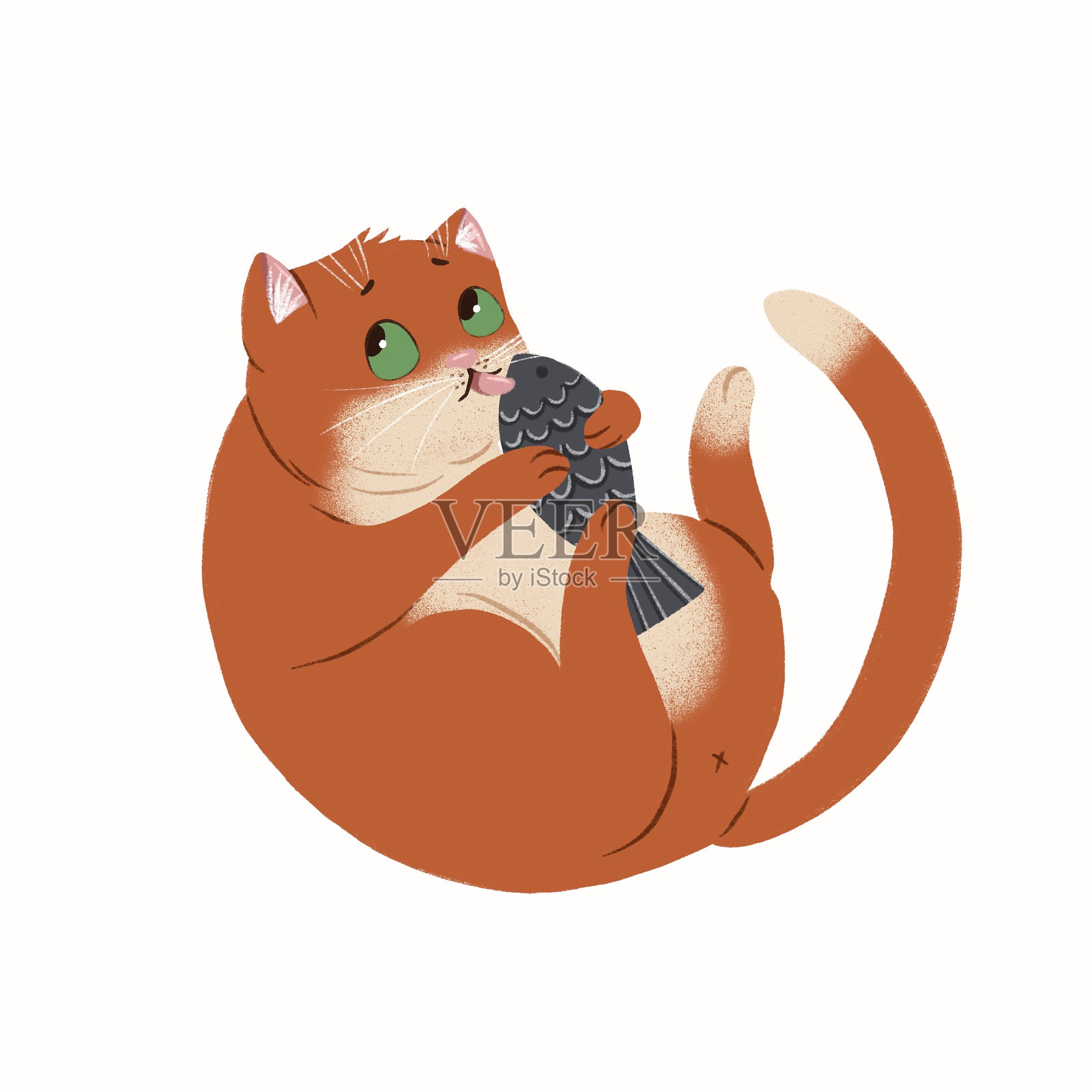 可爱的姜黄色猫插画图片素材