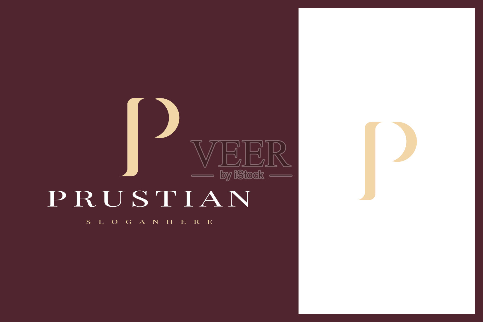 优雅简单的最小奢华衬线字体字母P图标设计插画图片素材