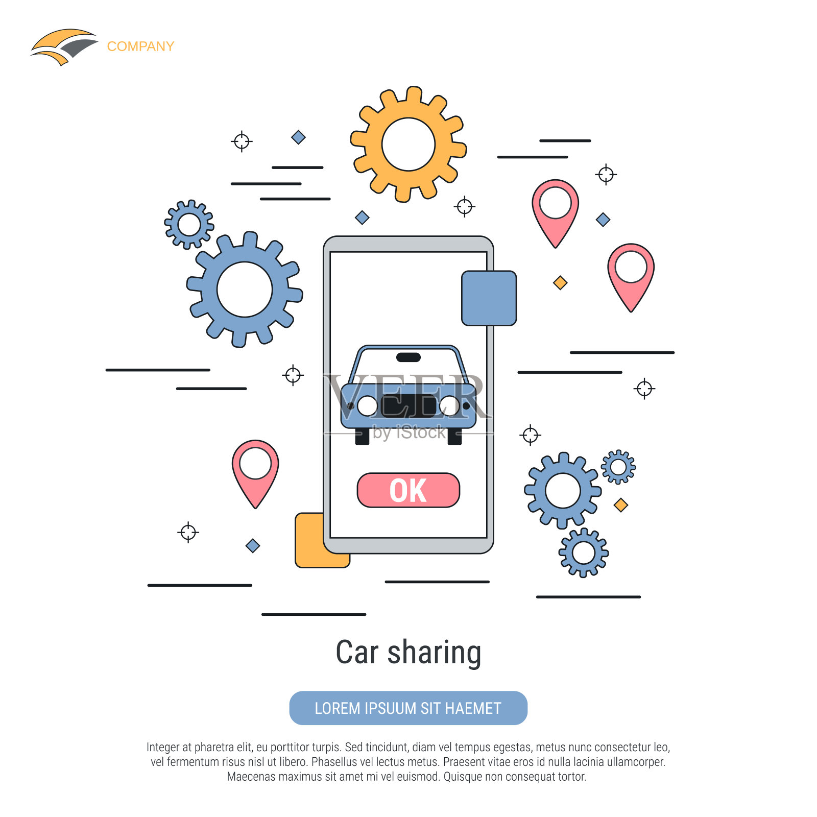 汽车共享服务矢量概念插画图片素材