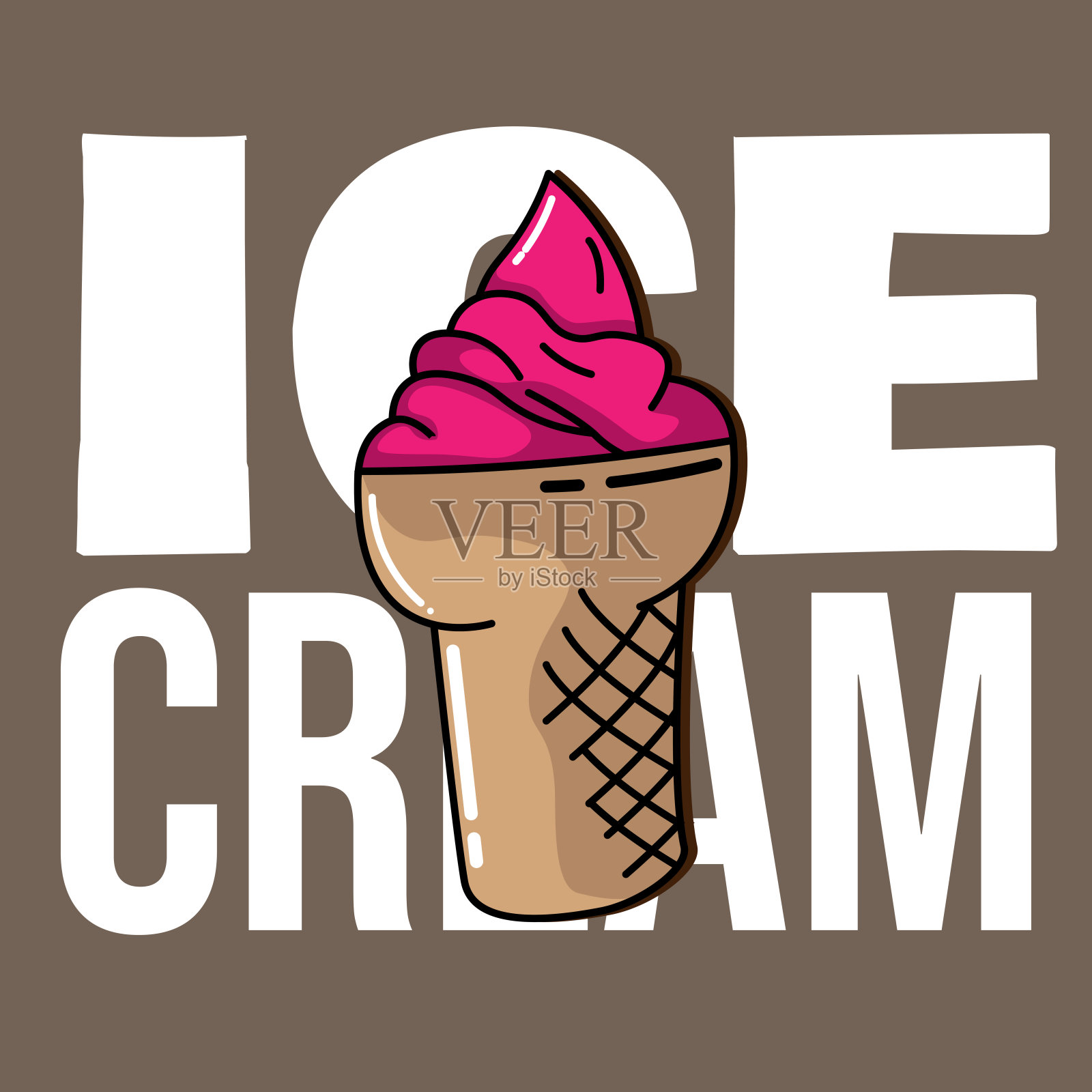 冰淇淋插图矢量与甜的颜色插画图片素材