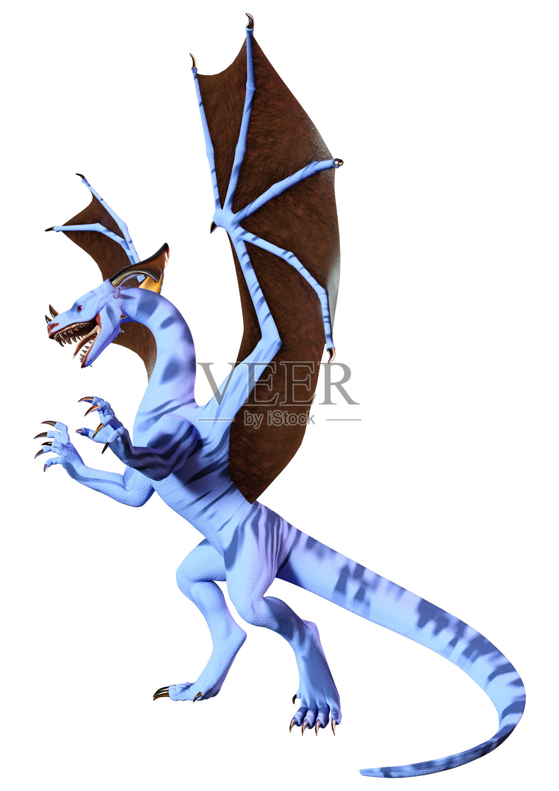 3D渲染童话龙在白色照片摄影图片