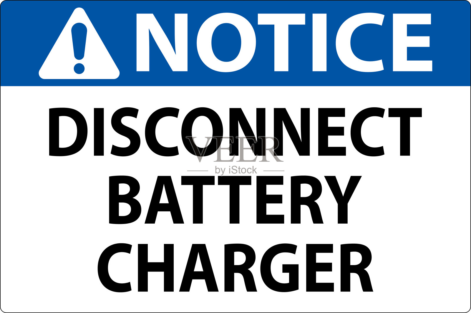 注意白色背景上的“断开电池充电器”标志插画图片素材