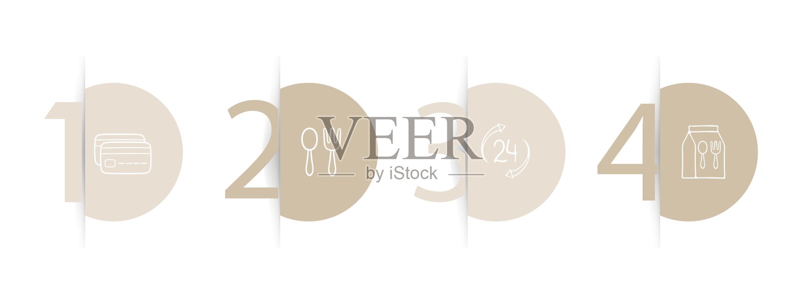 一组代表快餐外卖的图标。快捷、方便、送餐、图标、套装、餐厅。柔和的颜色背景。矢量线图标插画图片素材