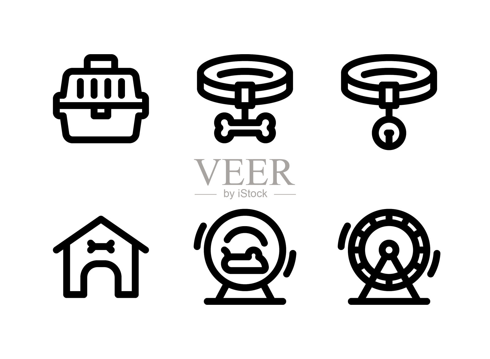 宠物商店矢量线图标的简单集合插画图片素材