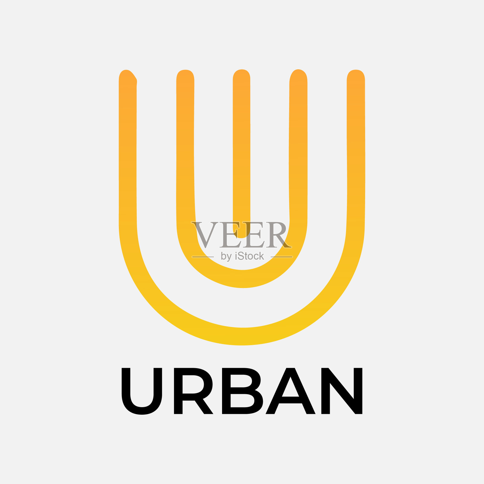 U字母现代首字母设计插画图片素材