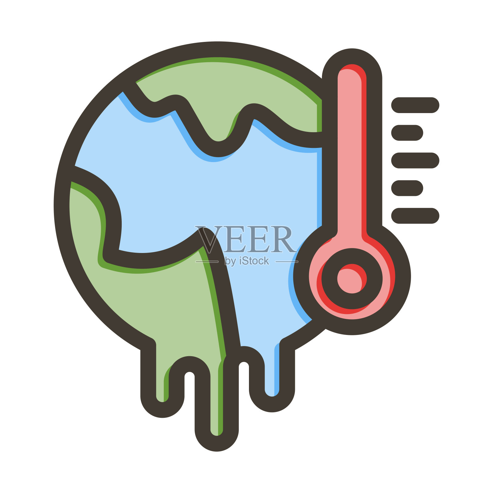 全球变暖粗线填充色个人和商业用途。插画图片素材